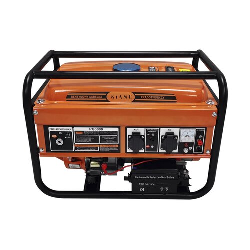 Pomarańczowy agregat prądotwórczy, widok z przodu